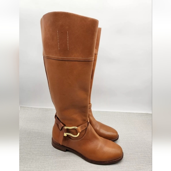 Sperry top sider sable size 7 M tan leather knee high riding boots waterproof - Picture 1 of 16